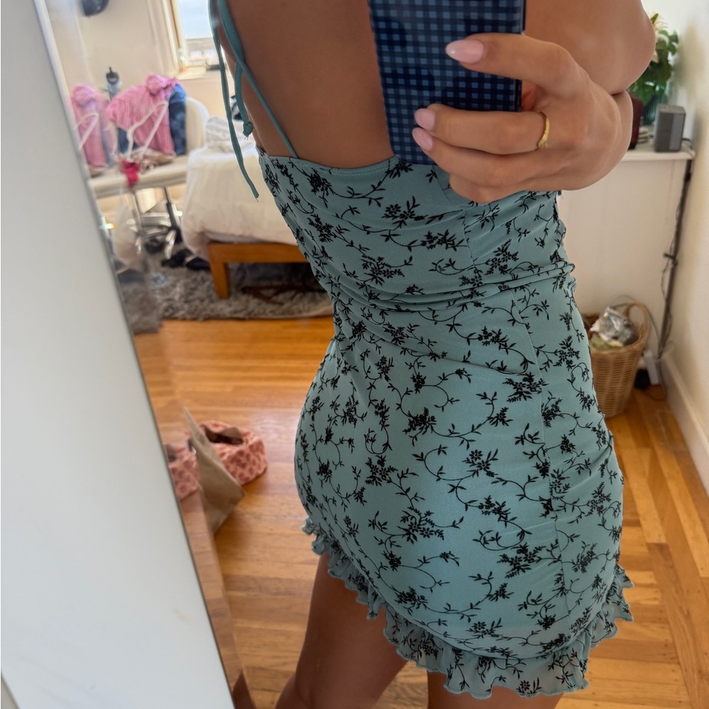 Motel Rocks Teal Floral Mini Dress - Picture 6 of 6